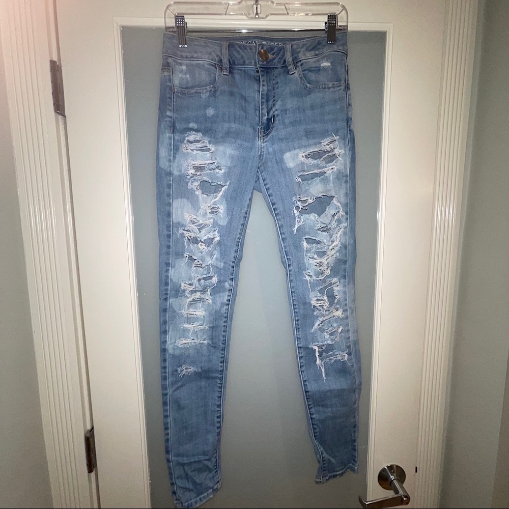 American Eagle 🦅 Ripped Blue Jeans Super Strech